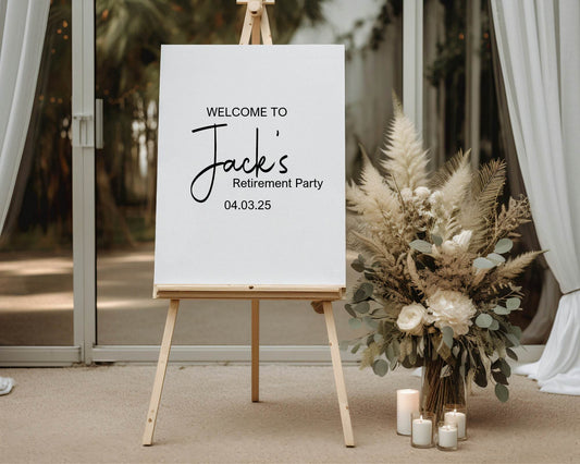Minimalist Welcome Retirement Party Sign