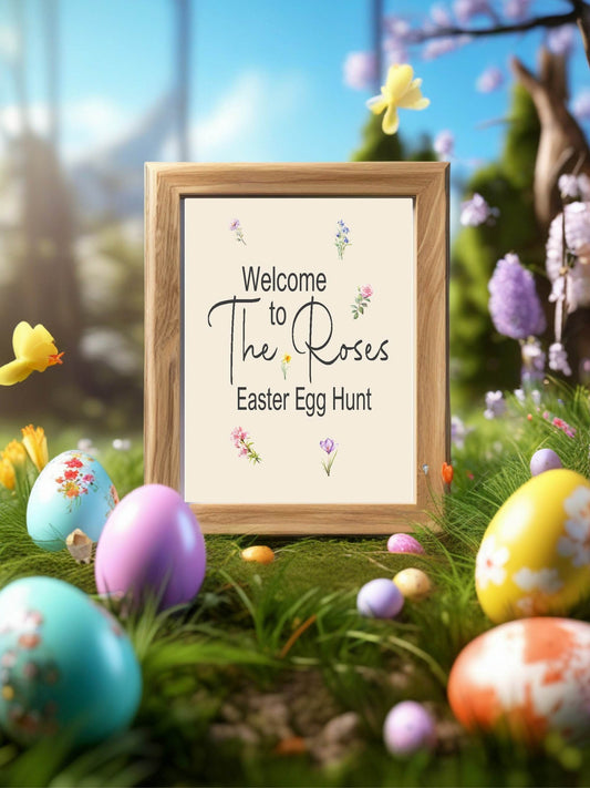 Spring Flowers Welcome Easter Egg Hunt Sign