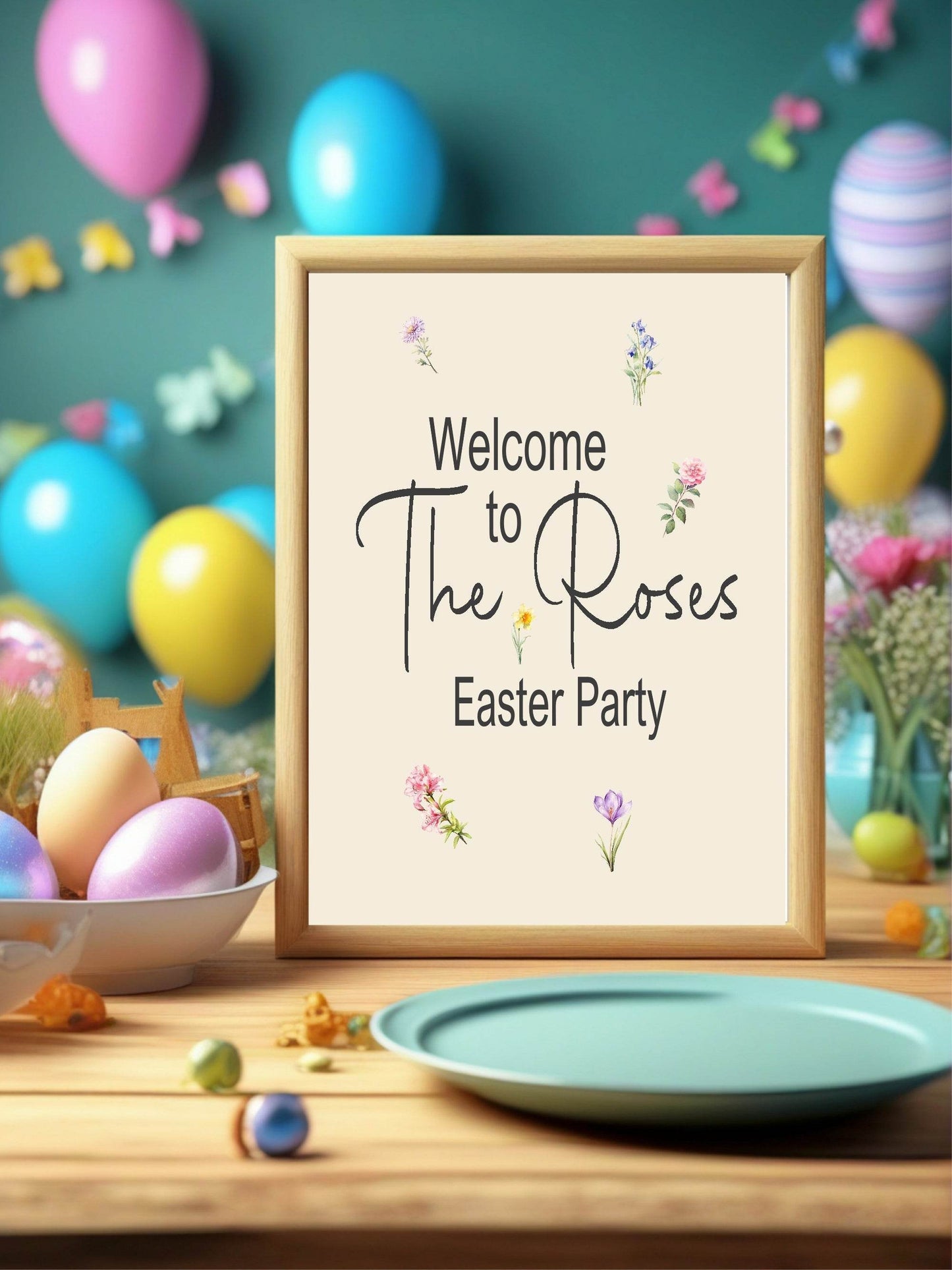 Spring Flowers Welcome Easter Party Sign