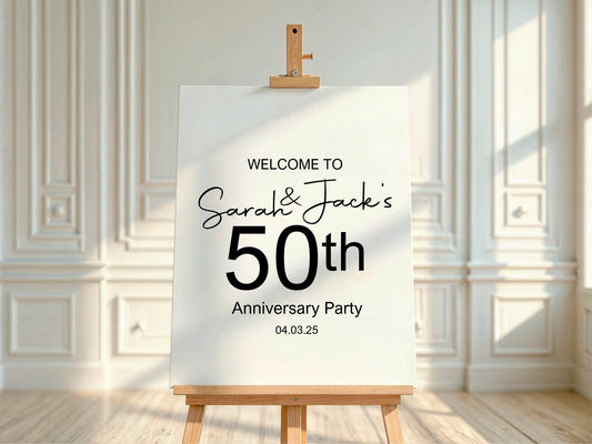 Minimalist Anniversary Welcome Party Sign