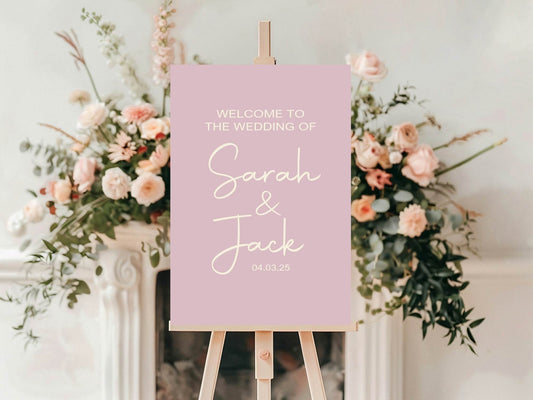 Dusky Pink Welcome To Our Wedding Party Sign