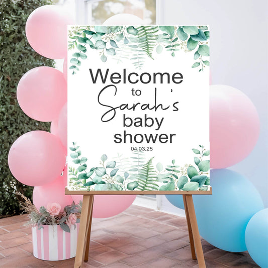 Eucalyptus Welcome To Our Baby Shower Party Sign