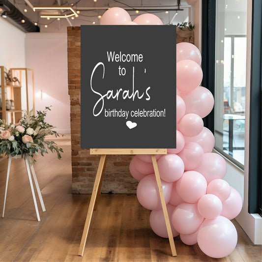 Minimalist Noir Welcome Birthday Party Sign