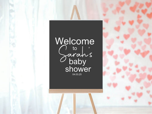 Minimalist Noir Welcome To Our Baby Shower Party Sign