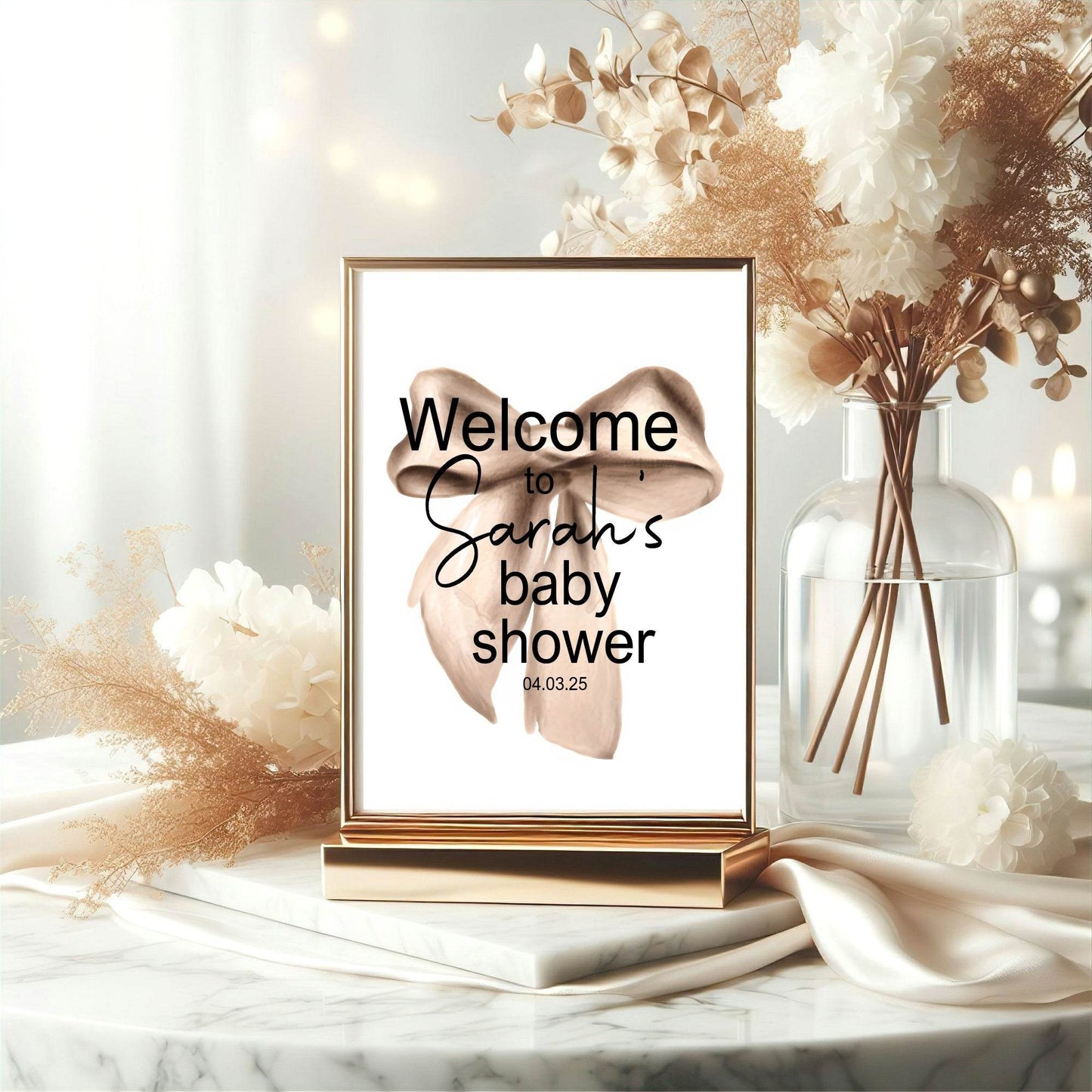 Bows Welcome To Our Baby Shower Party Sign