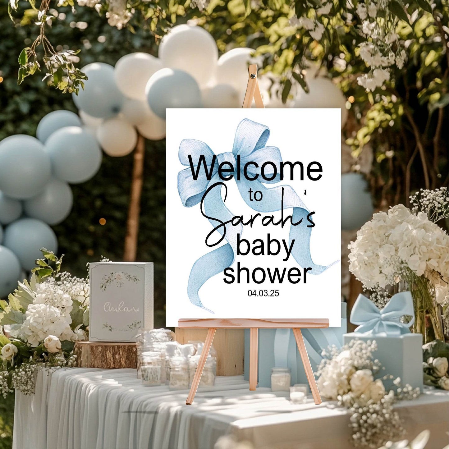 Bows Welcome To Our Baby Shower Party Sign