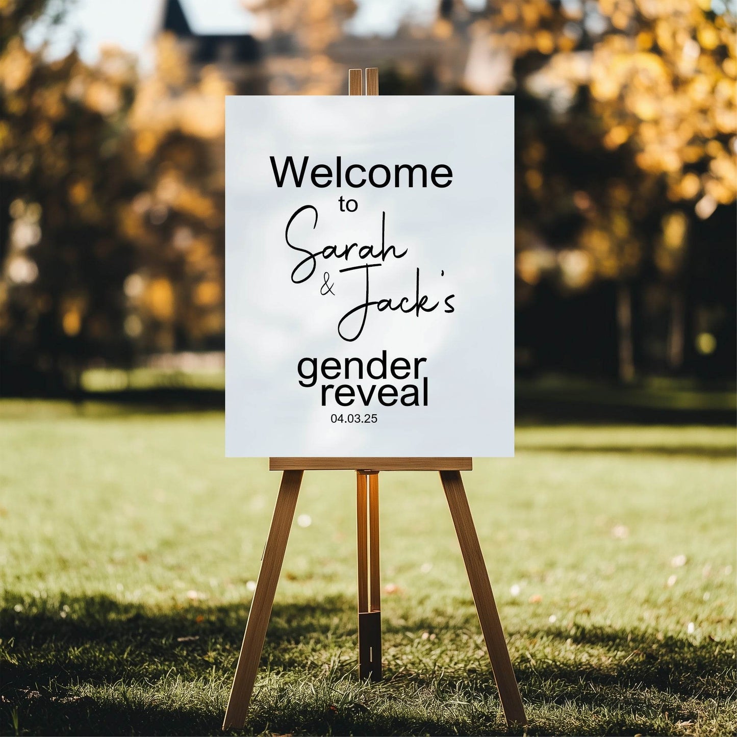 Minimalist Welcome To Our Gender Reveal Party Sign | Black & White