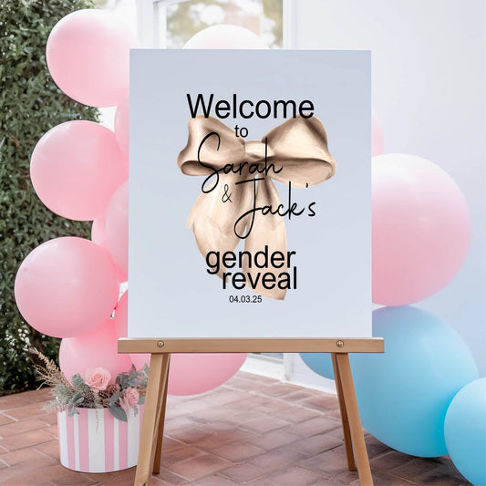 Bows Welcome To Our Gender Reveal Party Sign