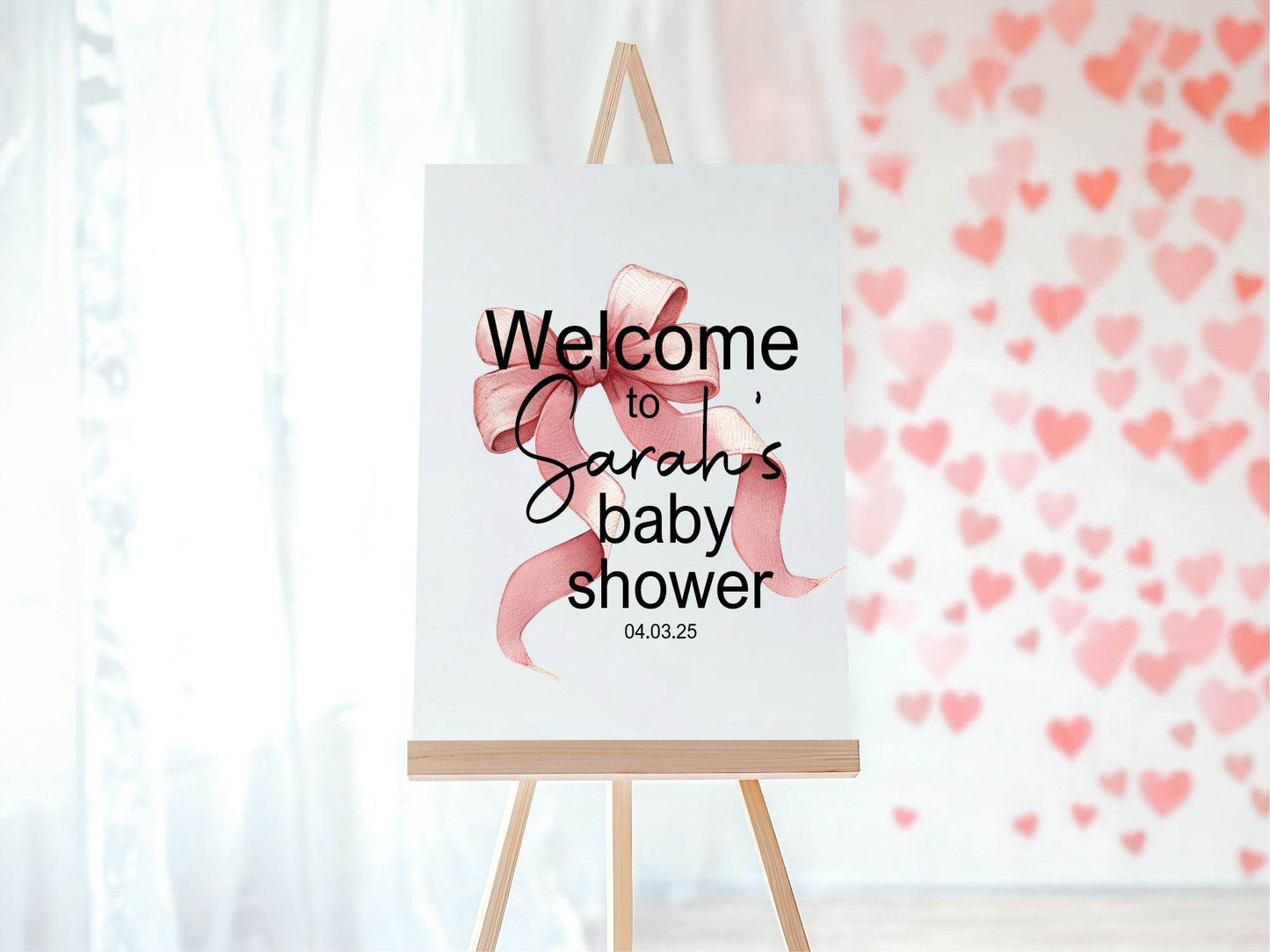 Bows Welcome To Our Baby Shower Party Sign