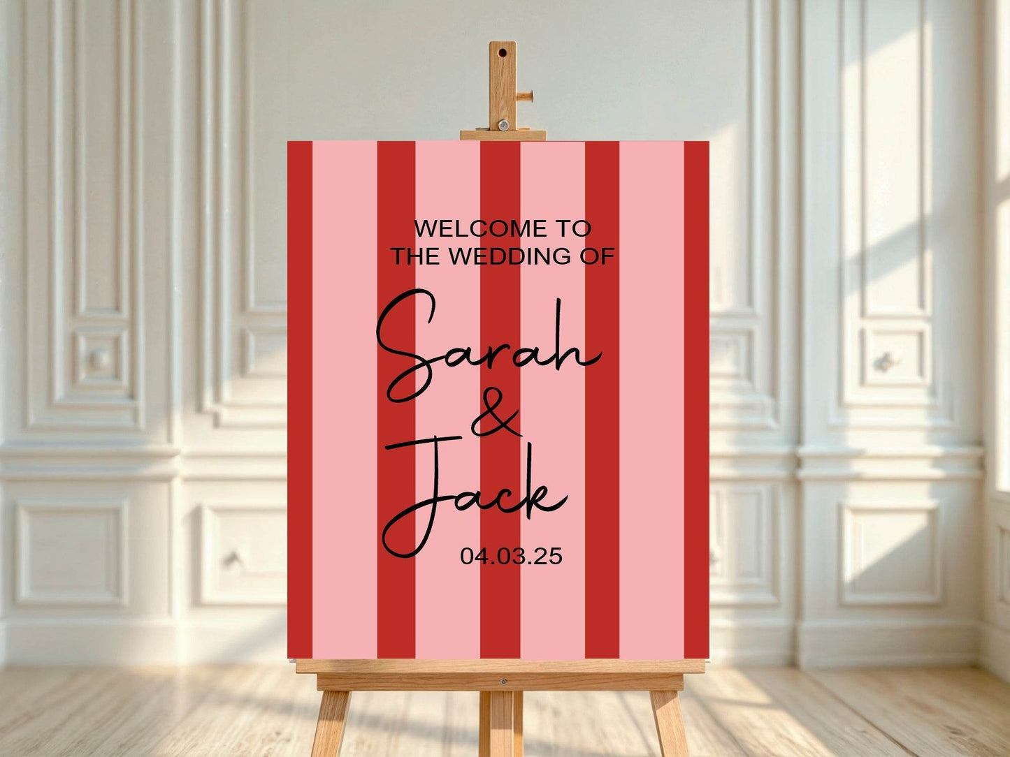 Red & Pink Welcome To Our Wedding Party Sign