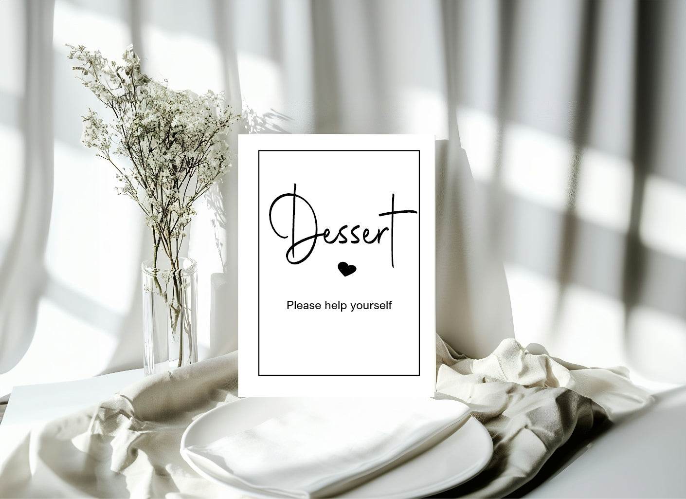 Minimalist Dessert Baby Shower Party Sign | Black & White