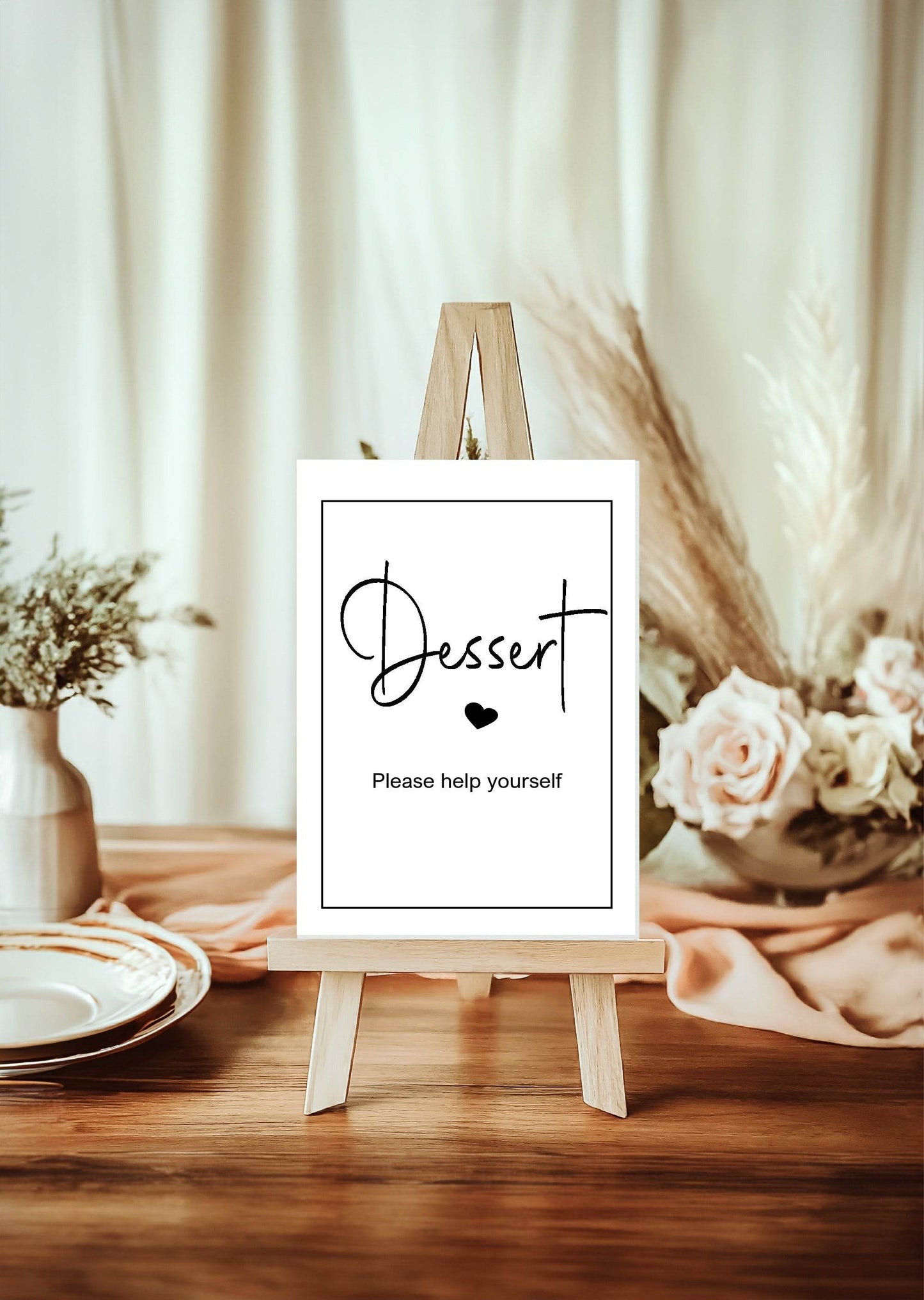 Minimalist Dessert Baby Shower Party Sign | Black & White