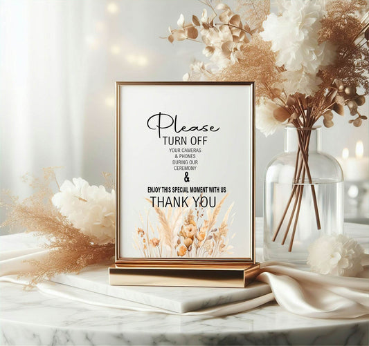 Boho Unplugged Wedding Party Sign