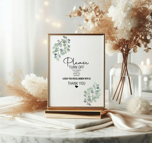 Eucalyptus Unplugged Wedding Party Sign