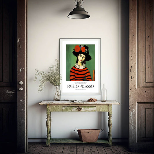 Lady With Floral Hat Print | Pablo Picasso Inspired Art