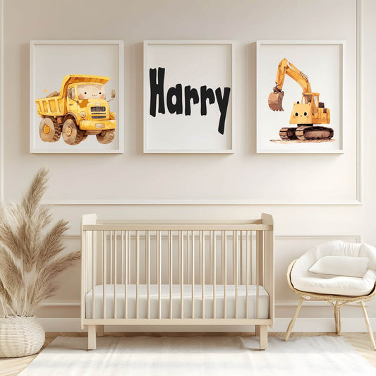 Cute E & DT Name Print | Personalised | Nursery Wall Art
