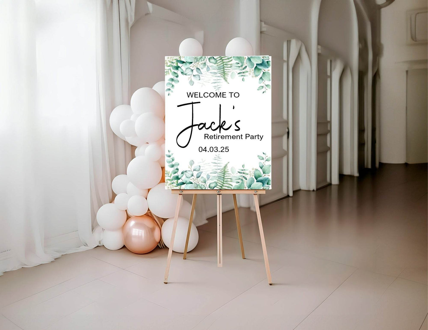 Eucalyptus Welcome Retirement Party Sign