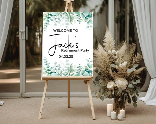 Eucalyptus Welcome Retirement Party Sign