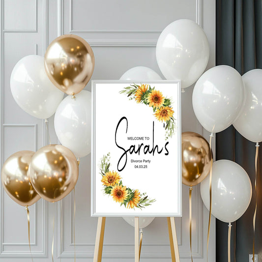 Sunflower Welcome Divorce Party Sign