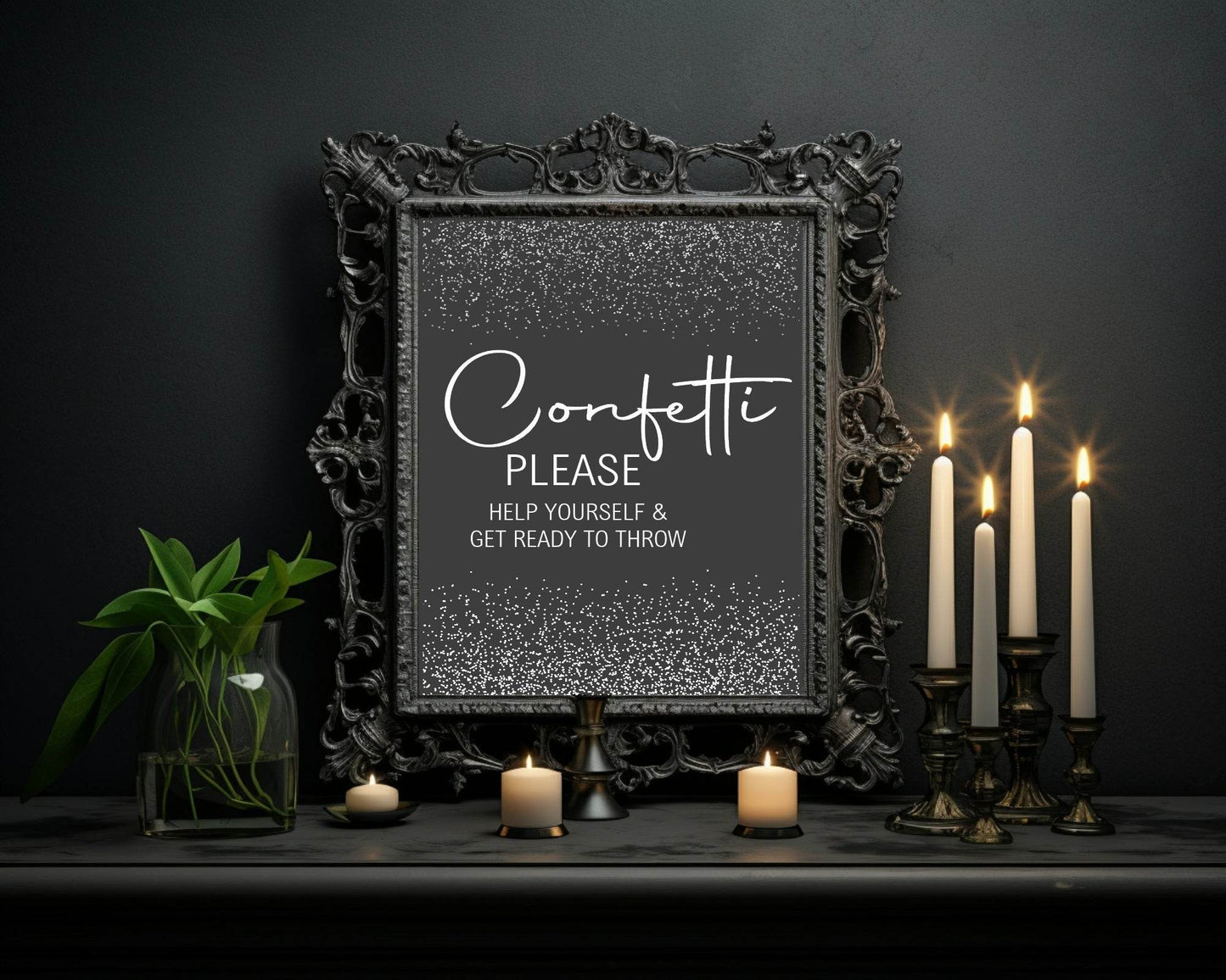 Gothic Confetti Wedding Party Sign