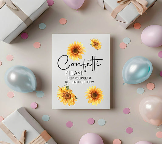 Sunflower Confetti Wedding Party Sign