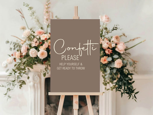 Earth Confetti Wedding Party Sign