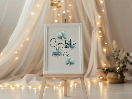 Eucalyptus Confetti Wedding Party Sign