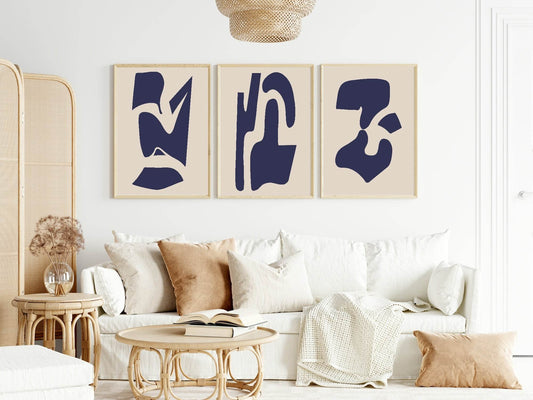 Blue & Beige Abstract Print | Abstract Art
