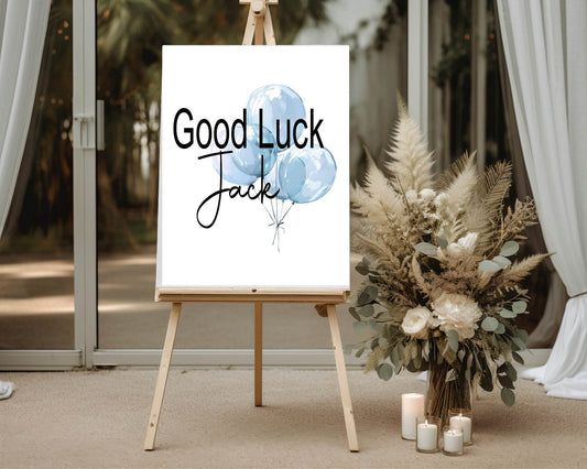 Balloons Good Luck Party Sign | Pink, Blue or Green