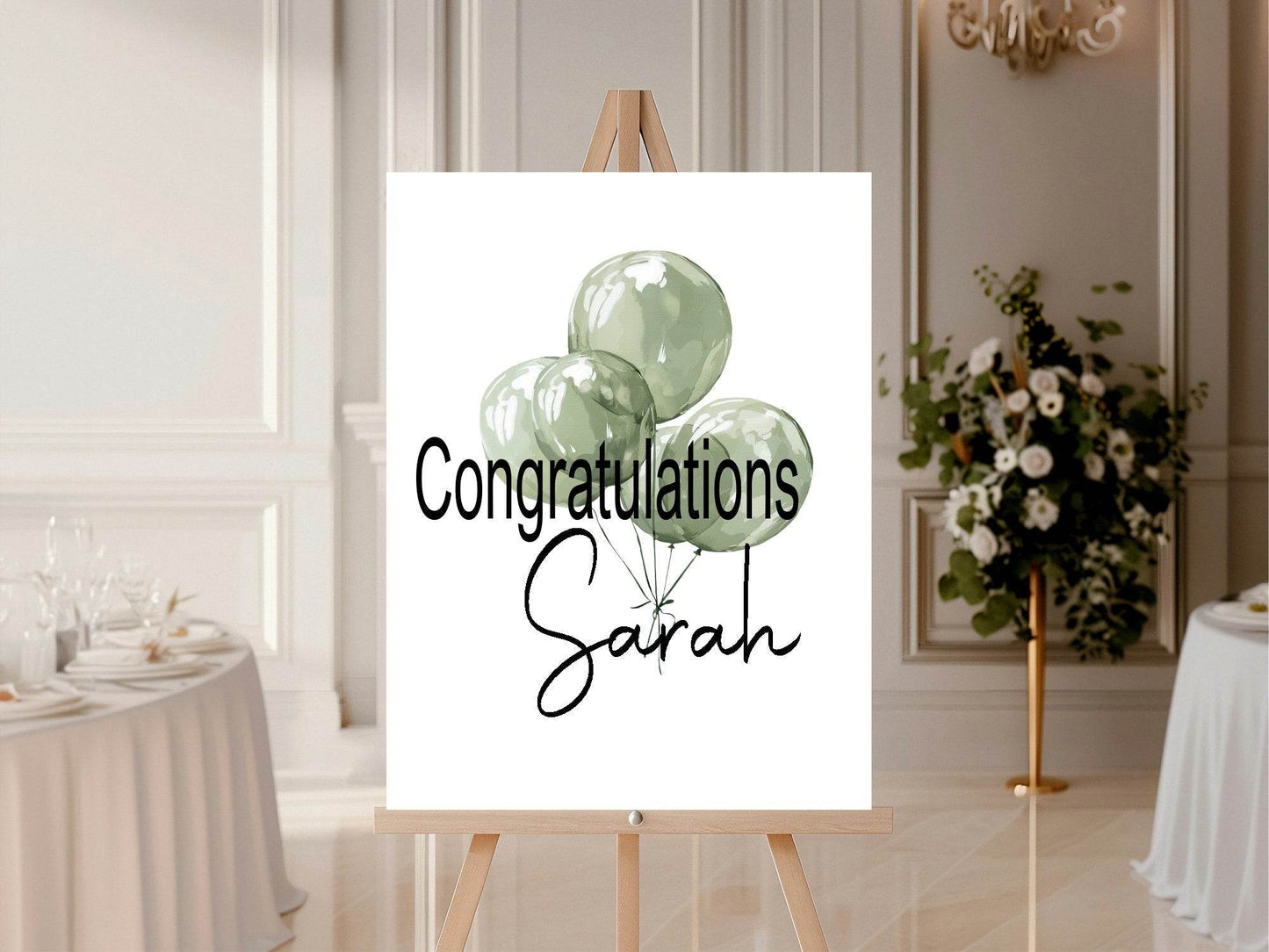 Balloons Congratulations Party Sign | Pink, Blue or Green