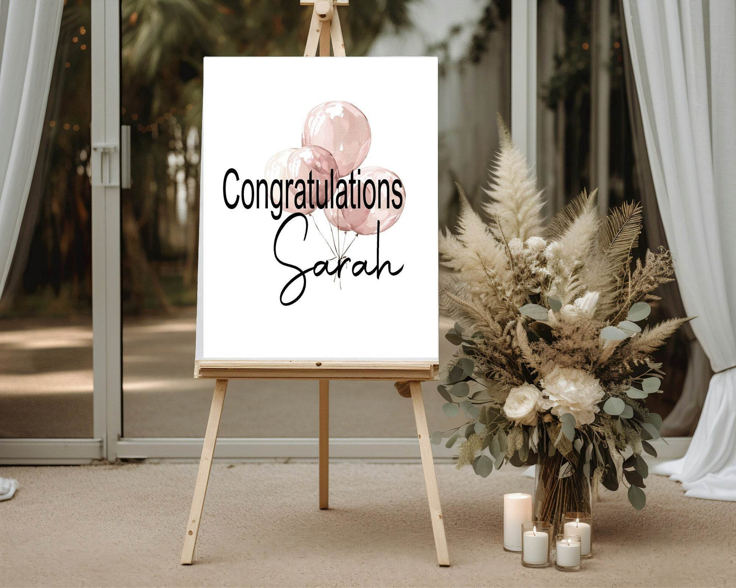 Balloons Congratulations Party Sign | Pink, Blue or Green