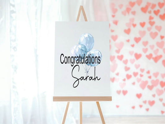 Balloons Congratulations Party Sign | Pink, Blue or Green