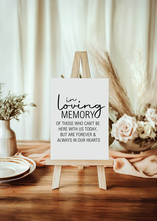 Minimalist In Loving Memory Wedding Party Sign