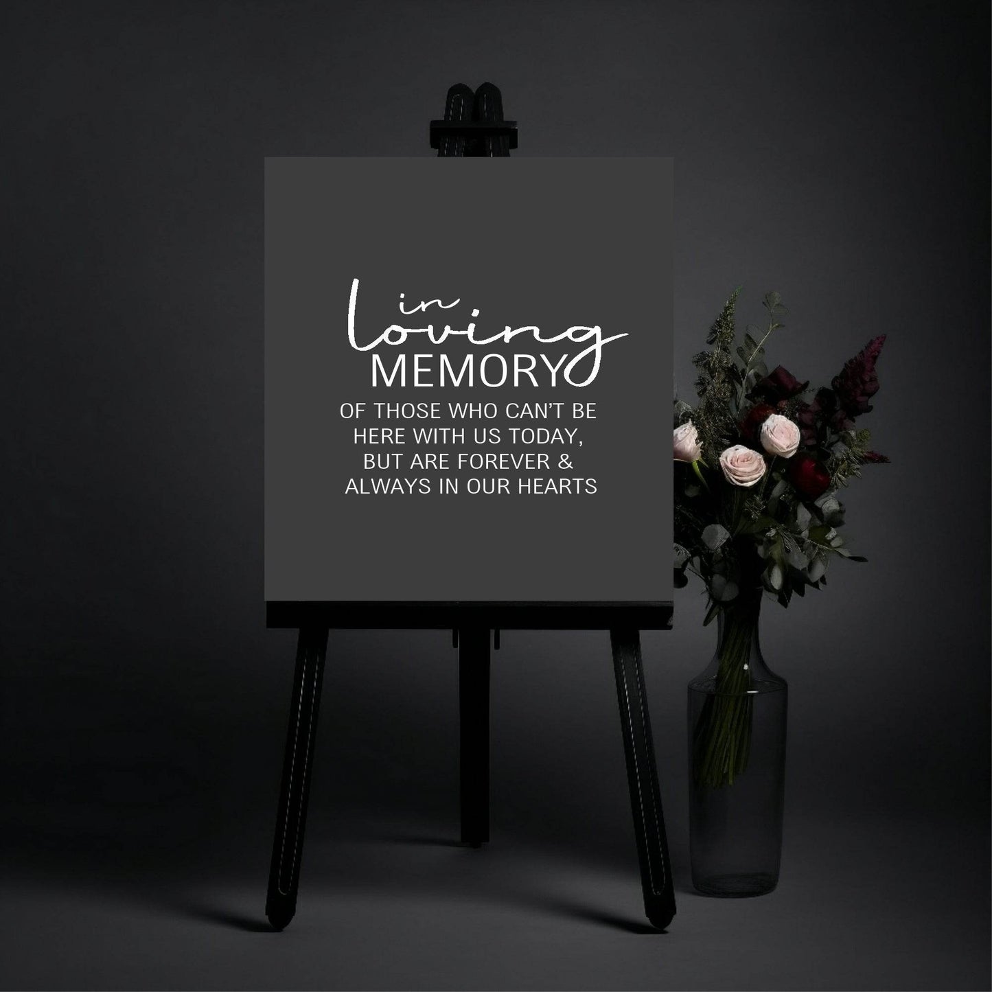 Minimalist Noir In Loving Memory Wedding Party Sign