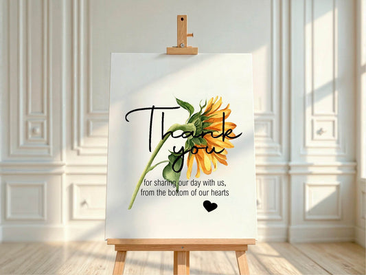 Sunflower Thank You Wedding Party Sign