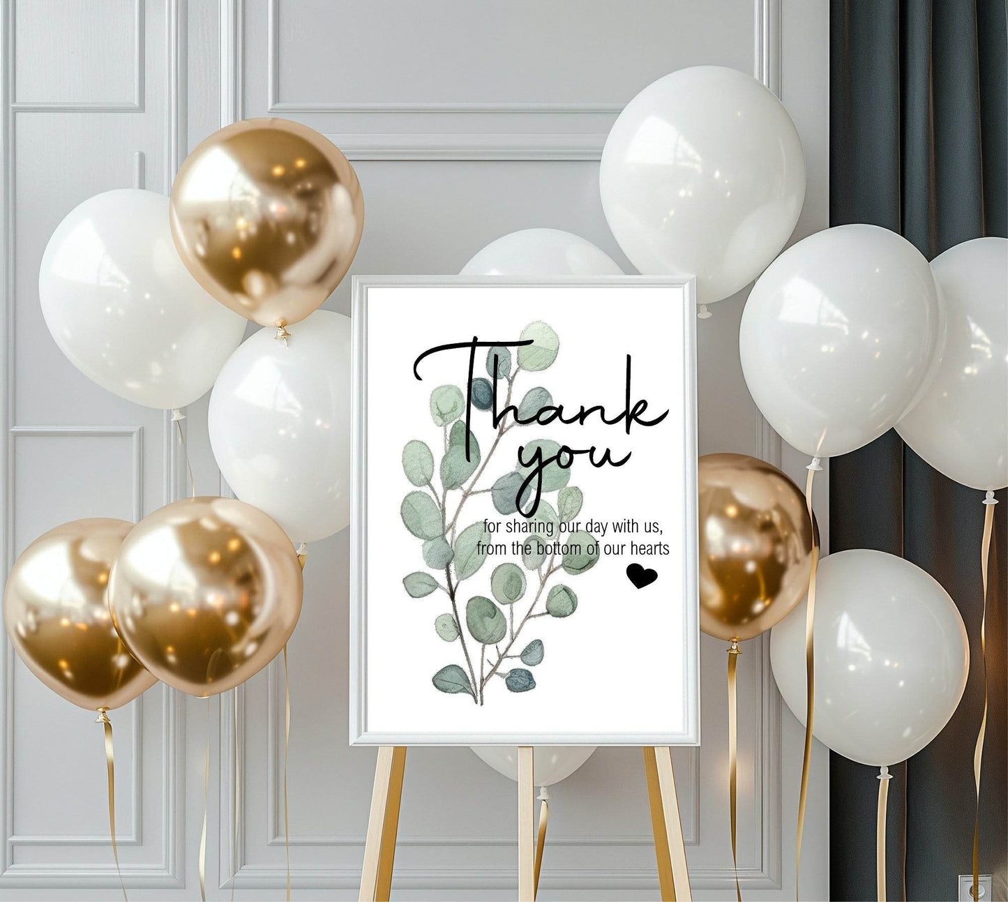 Eucalyptus Thank You Wedding Party Sign