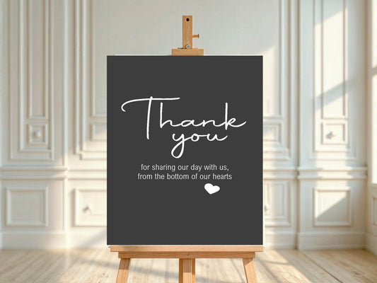 Minimalist Noir Thank You Wedding Party Sign