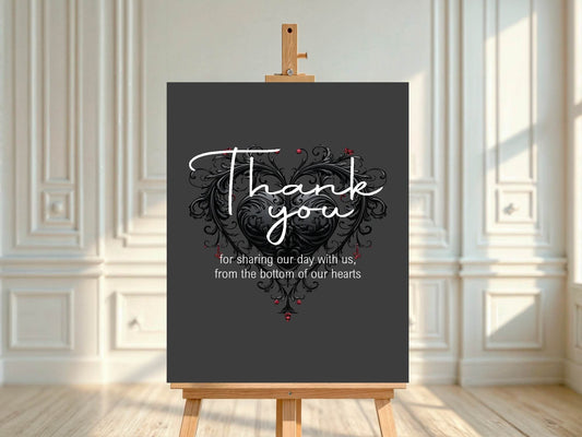 Gothic Thank You Wedding Party Sign