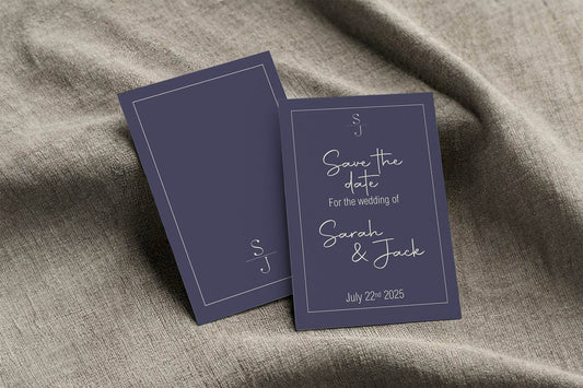 Sapphire Save The Date Wedding Party Cards & Envelopes | Pack of 10