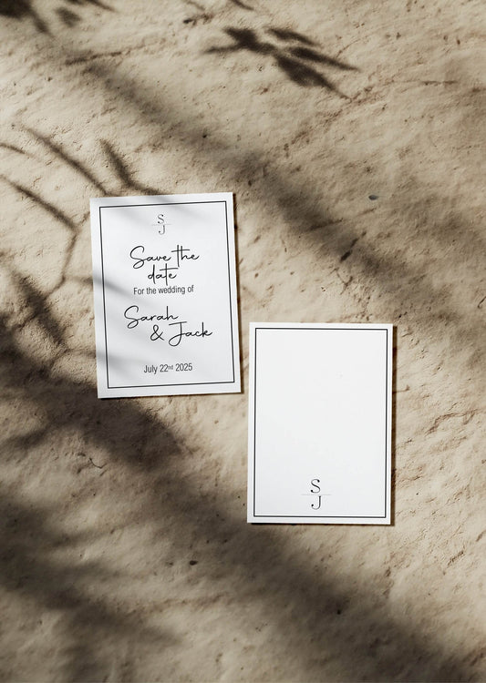Minimalist Save The Date Wedding Party Cards & Envelopes | Pack of 10