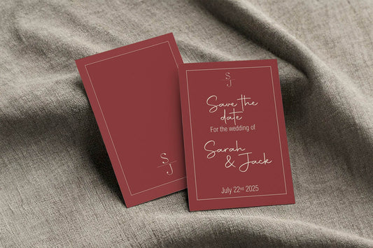 Rosewood Save The Date Wedding Party Cards & Envelopes | Pack of 10