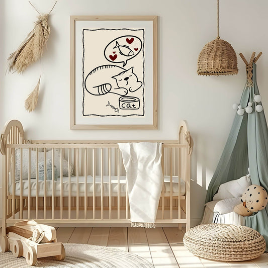 Cat Print | Sweet Dreams | Nursery Wall Art