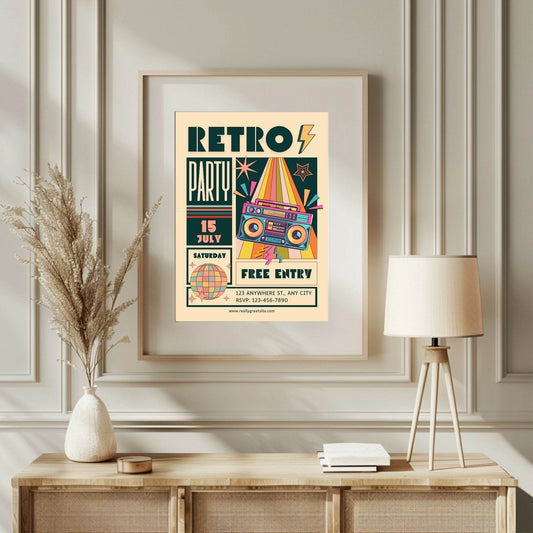 Retro Party Print | Free Entry | Retro Wall Art
