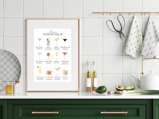 Classic Cocktails Print | Kitchen Art