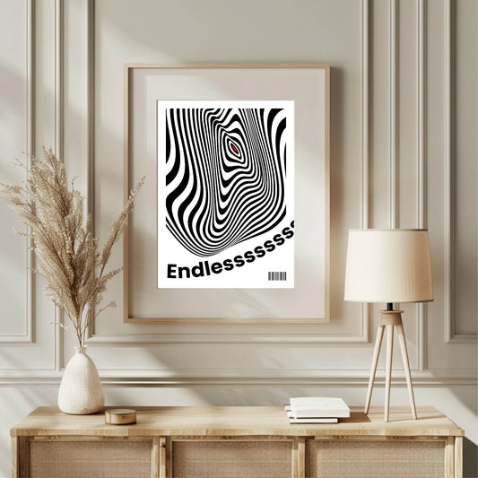 Endless Print | Barcode | Optical Illusion | Monochrome | Abstract Wall Art