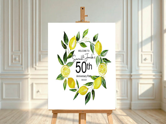 Lemon Welcome Anniversary Party Sign