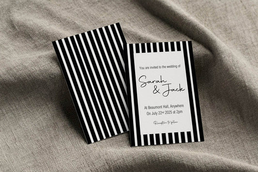 Black & White Stripe Wedding Invitation Suite