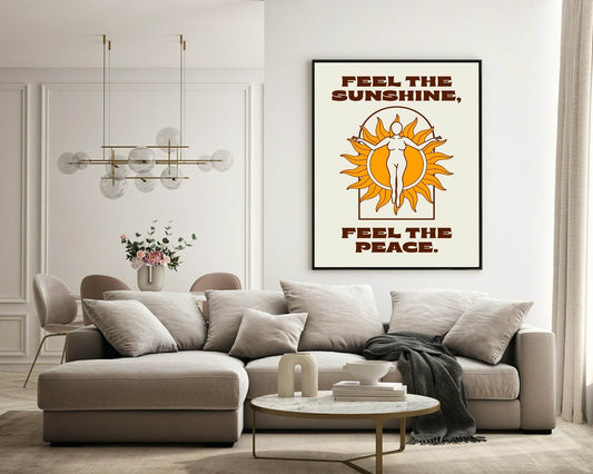 Feel The Sunshine, Feel The Peace Print | Retro Wall Art