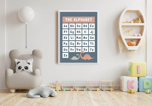 Dinosaur Alphabet Print | Kids Educational Wall Art