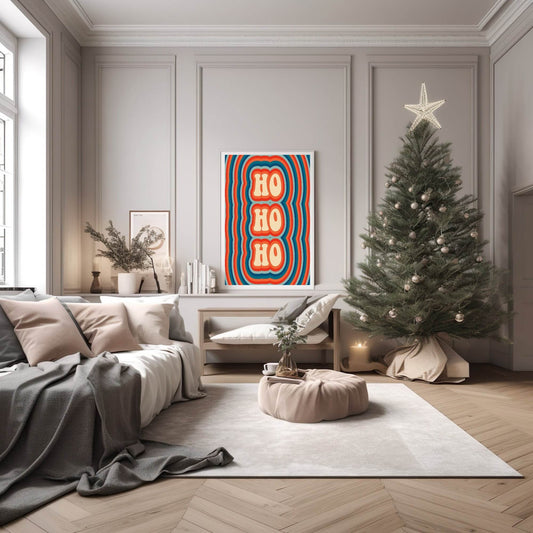 Ho ho ho Print | Retro Christmas Art